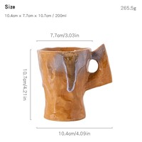 Tasse à café en grès sculpté de style japonais vintage, fait main, objet d'art en céramique pour la maison