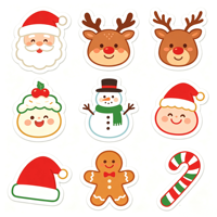 Hojas de Pegatinas Personalizadas con Dibujos Animados Navideños, Duraderas, Ecológicas, Resistentes a los Arañazos, Adhesivo Permanente para Manualidades Infantiles y Decoración