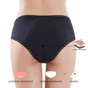 Lynmiss Venta al por mayor Bragas orgánicas de 4 períodos Bragas de período de humedad a prueba de fugas Durante la menstruación - Product Image 1