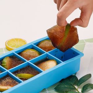 High Quality BPA Free Food Grade Silicone Square Shaped Ice <b>Cube</b> Tray Removable Lid Ice Cream Tools - Product Image 4