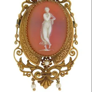 Wholesale Coat Vintage Brooches Women Retro Beauty Queen Acrylic Stone Cameo Pearl Brooch For Gifts