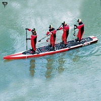 JTRDA 23' Planche à pagaie gonflable surdimensionnée à double couche de haute qualité, bateau-dragon, course d'équipe de 4 personnes, SUP en plein air