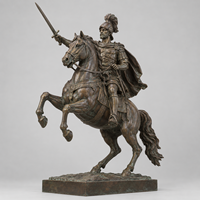 Statue de soldat romain antique classique grandeur nature en bronze, soldat chevauchant un cheval, pour l'extérieur