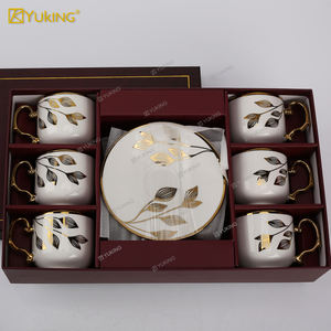 कस्टम लक्जरी सिरेमिक कॉफी कप सेट. 6 पीसी चाय सॉकर सेट - Product Image 2