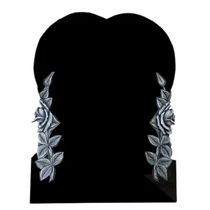 Cheap Upright Antique Heart Shape Headstone Tombstone Memorials Stone with Rose Flower Carving