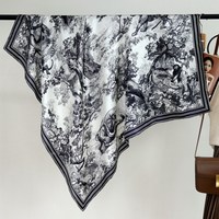 Écharpe carrée 100 % soie 110*110cm pour femme, bleu marine, fine, longue, imprimée numériquement, protection solaire, véritable soie 100 %