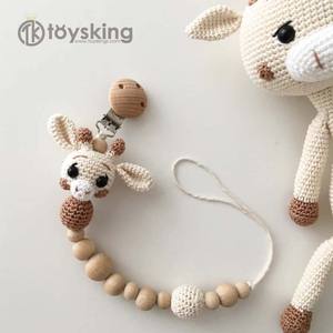 Ensemble hochet et <span class=keywords><strong>attache</strong></span>-sucette en crochet <span class=keywords><strong>girafe</strong></span> - Coffret cadeau pour nouveau-né avec anneau de dentition bio, jouet sensoriel de sécurité pour bébé, 0-3 mois - Product Image 6