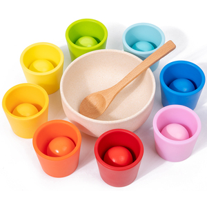 <span class=keywords><strong>Bolas</strong></span> y tazas de <span class=keywords><strong>madera</strong></span> Montessori juguetes educativos reconocimiento Arco Iris <span class=keywords><strong>colores</strong></span> juego juguetes educativos de <span class=keywords><strong>madera</strong></span> - Product Image 1