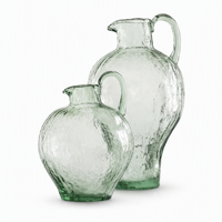 Vase en verre texturé vert, forme de pichet décoratif, porte-fleurs pour fleurs séchées, décoration de table à domicile