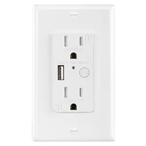 Hooanke ETL/FCC Listed 110-240V AC Smart Outlet Inwall 220V Electric Smart Outlet With USB