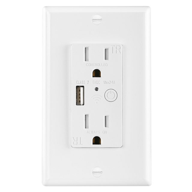 Hooanke ETL/FCC Listed 110-240V AC Smart Outlet Inwall 220V Electric Smart Outlet with USB
