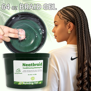 Gel coiffant 64oz OEM ODM à tenue forte pour tresses, cheveux secs et crépus, marque privée, pour locks et twists, ingrédients biologiques, sans alcool, noir, en vrac - Product Image 4