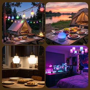 Bombillas LED Recargables con Control Remoto E26, Bombilla de Batería para Lámparas, Bombilla Magnética Inalámbrica con 3CCT y 12 Colores RGB - Product Image 6
