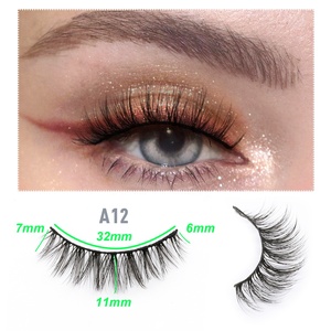 Vente en gros de faux <span class=keywords><strong>cils</strong></span> synthétiques vegan naturels humains 3d <span class=keywords><strong>soie</strong></span> pleine bande - Product Image 6