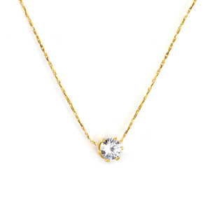 สร้อยคอจี้เพชรขาวสำหรับผู้หญิง ทอง 14K ทรงกรงเล็บ ทรงกลม สำหรับใส่ทุกวัน เครื่องประดับชั้นดี - Product Image 1
