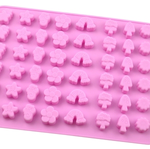 48 Cavity Lovely Pink Soft Rainbow&amp;<strong>Flower</strong>&amp;Star Shape Silicone Fudge Mold Candy <strong>Sugar</strong> Moulds for Kids DIY - Product Image 3