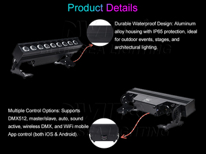 Ngoài trời IP65 không dây dẫn tường Máy giặt 9x18W rgbaw UV pin Powered Đèn sân khấu với wifi ứng dụng điều khiển - Product Image 4