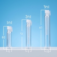 Tabung Kaca Borosilikat Portabel Kecil 1ml2ml untuk Sampel Minyak Atsiri Parfum, Botol Kosong untuk Sablon Stopper