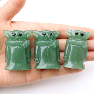 Intagliato a mano da 1.9 pollici Avventurina Verde Naturale di Cristallo Del Bambino <span class=keywords><strong>Yoda</strong></span> Figura - Product Image 5