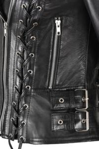 Chaqueta de Mujer Personalizada 100% Cuero Nappa Genuino con Acabado Negro Vintage, Tono Marrón Desgastado, Cierre YKK, Marca Privada OEM/ODM, Estilo Retro - Product Image 5