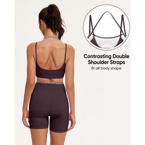 Ensembles de sport pour femmes, ensemble 2 pièces soutien-gorge de sport et short avec bordure contrastée, tenue de yoga à séchage rapide - Product Image 5