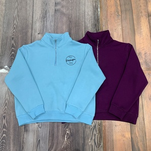 Sudadera de lana personalizada para mujer, Jersey de algodón/poliéster bordado, moda de lujo de alta calidad, Jersey informal con media cremallera, venta al por mayor - Product Image 6