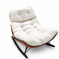 Minimalistischer Reinweißer Kompakter Chenille-Samt Stahlrahmen Wohnzimmermöbel Schlafzimmer Balkon Schaukel-Relaxsessel