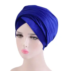 Groothandel Mode Vintage Fluweel Luxe Multi-Gebruik Afrikaanse Vrouwen Hoofd Wrap Tulband Hijab Sjaal