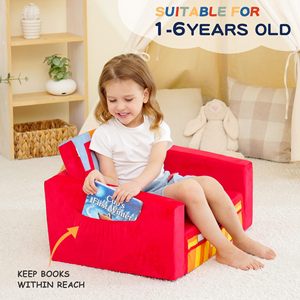 Giving Tree <b>Kids</b> Fire Truck <b>Sofa</b> Bed Foldable With Road Map Play Mat For Children Age 3 And Above - Product Image 3