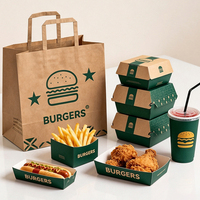 Boîtes d'emballage pour restaurants de restauration rapide à emporter, personnalisées, jetables, en papier pour hamburgers, vente en gros
