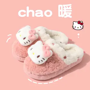2024 Kuromi My Melody Plush Slippers Breathable Nonslip Warm Indoor Slippers Kitty Stuffed Plush Figure Slides Slippers