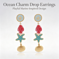 Boucles d'oreilles pendantes en alliage de zinc, thème océan, étoile de mer et coquillage, bijoux de plage d'été pour femme, cadeau