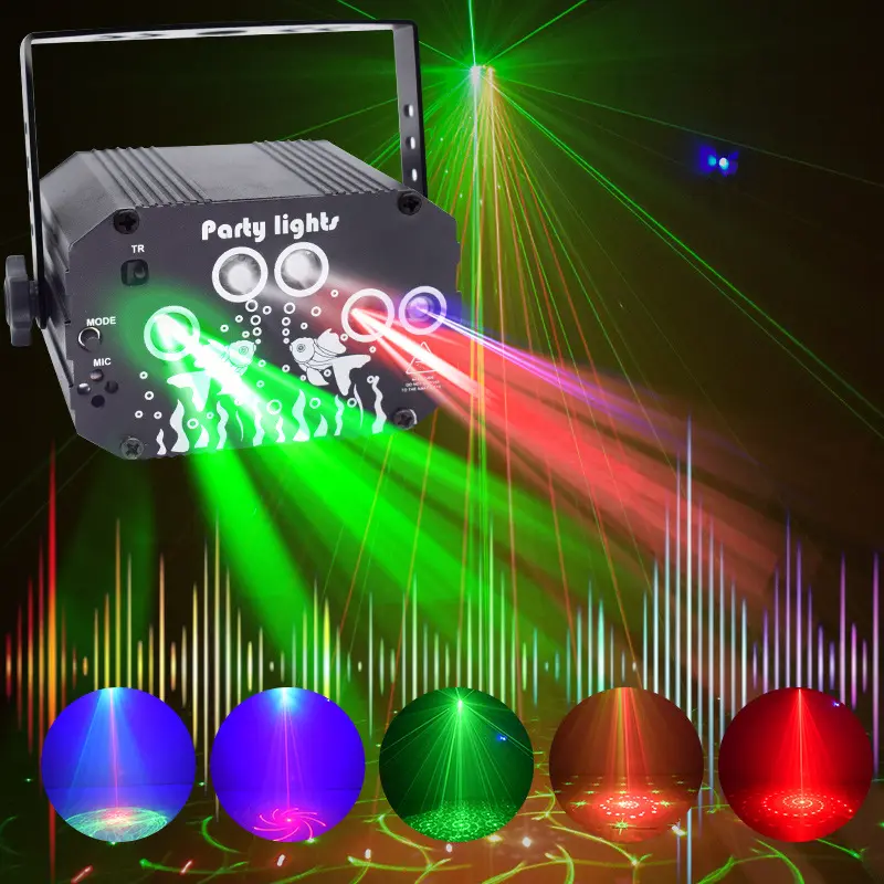Luci da discoteca Rgb Led Laser Stage Beam Lights luci per feste Dj attivate dal suono con lampada per proiettore di alimentazione Usb effetto Flash stroboscopico