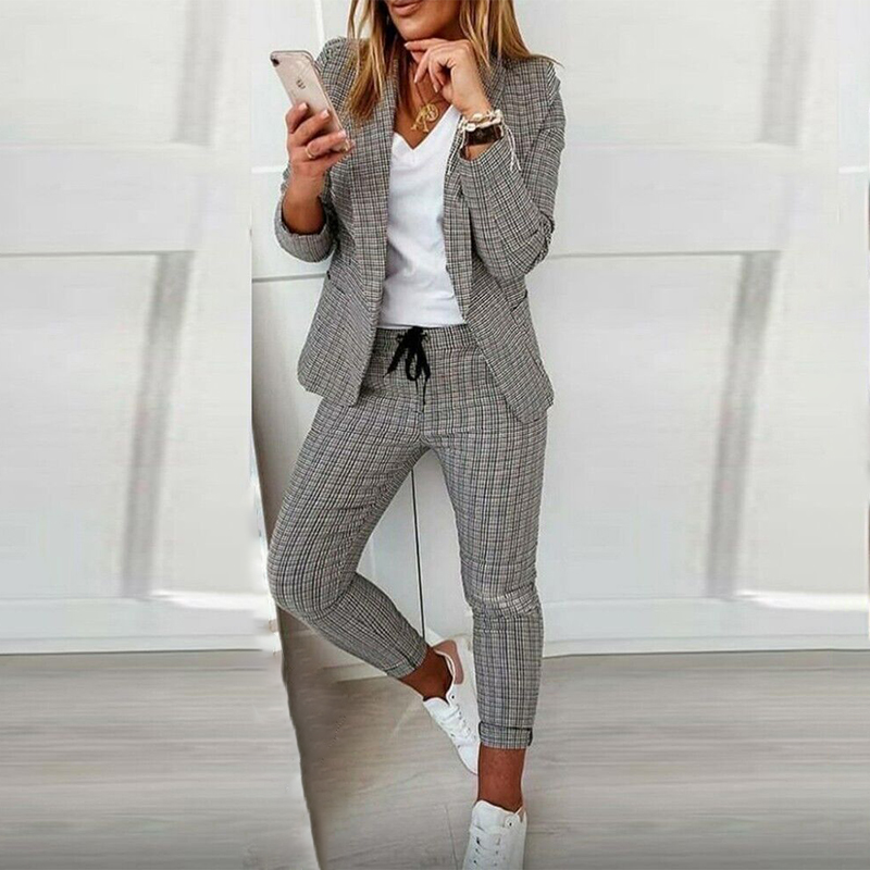 Grey women 2 piece work suit