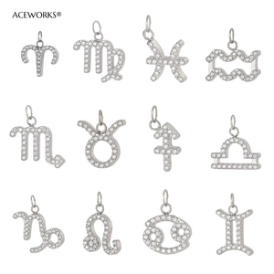 Charme <span class=keywords><strong>du</strong></span> zodiaque pavé | Pendentif signe <span class=keywords><strong>du</strong></span> zodiaque en acier inoxydable plaqué or PVD 18 carats pour la fabrication de bijoux | Imperméable, hypoallergénique - Product Image 3