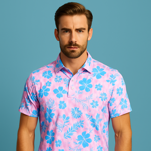 Personalizado verano patrón floral protección solar Spandex poliéster anti-pilling transpirable moda Golf Polo camisa - Product Image 1