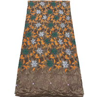 Dentelle suisse verte NI.AI, nouvelle collection, dentelle en coton de haute qualité avec broderie florale en voile et pierres, pour mariage et fête