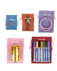 Sacs à cordon en toile <span class=keywords><strong>de</strong></span> jute personnalisés pour bijoux bagues boucles d'oreilles dés emballage vente en gros - Product Image 6