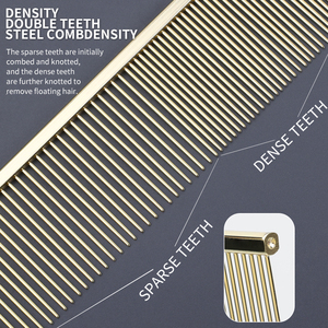 Fabbrica all'ingrosso Logo personalizzato dorato in acciaio inossidabile pettine per capelli in metallo cane pettine per pulci - Product Image 3