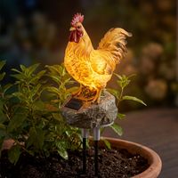 Lampe solaire d'extérieur étanche en résine en forme de coq, luminaire de sol pour pelouse, idéal pour la décoration de parcs, de places publiques et de paysages de Noël