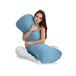 Oreiller de corps oblong 104 cm x 25 cm, fermeté moyenne, soutien thérapeutique pour les dormeurs sur le côté, utilisation en chambre, bleu ciel - Product Image 5