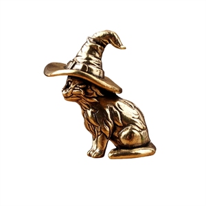 Statuette de <span class=keywords><strong>chat</strong></span> magique en laiton antique avec chapeau, décoration magique pour la maison et la chambre à coucher pour Halloween - Artisanat - Product Image 5
