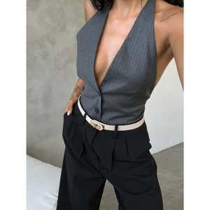 Ceinture élégante en cuir synthétique pour femmes, avec boucle de verrouillage, ceinture élastique fine pour tenue de mariage et de cérémonie - Product Image 4