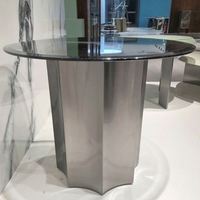 Meubles de salon modernes, ensemble de tables basses en verre trempé, base en acier inoxydable, table basse ronde, prix de gros, usine de Foshan
