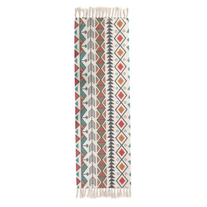 Tapisserie murale géométrique Style bohème, en coton, lin, avec pompon, décoratif pour la maison, 1 pièce - Product Image 1