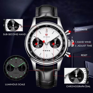 Red Star Panda Mens 1963 Chronograph Mechanical Wristwatch Seagull St1901 Movement Gooseneck 40mm Luminous Sapphire Pilot <b>Watch</b> - Product Image 3