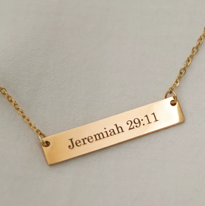 Joyería con Grabado de Escrituras Personalizadas, Collar de Barra de Acero Inoxidable, Versículo Bíblico, Productos Cristianos, Joyería Religiosa de Fe <span class=keywords><strong>para</strong></span> Mujer - Product Image 2