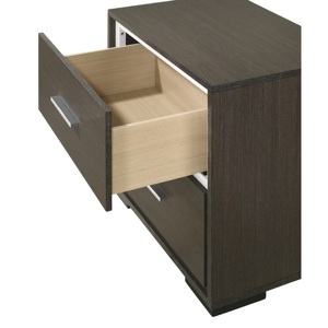 Comodino Contemporaneo a 2 Cassetti, Finitura Grigia Rustica con Accenti Cromati, Arredamento in Legno per Camera da Letto - Product Image 3
