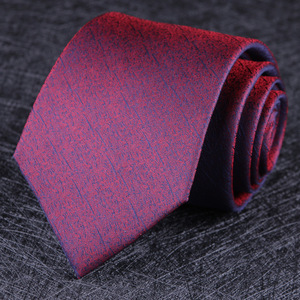 Mulberry Silk Jacquard Weave <strong>Tie</strong> Men's Wedding Casual <strong>Burgundy</strong> Striped Professional Work Formal Business Trend Customizable Logo - Product Image 1
