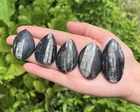 Colgante de collar de cuentas de piedra curativa de fósil negro natural de Orthoceras en forma de gota para arte popular DIY al por mayor - Product Image 2